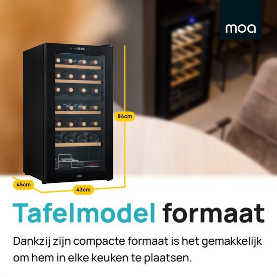 Wijnkoelkast voor 28 Flessen MOA-WC82 - Wijnklimaatkast Vrijstaand - Zwart