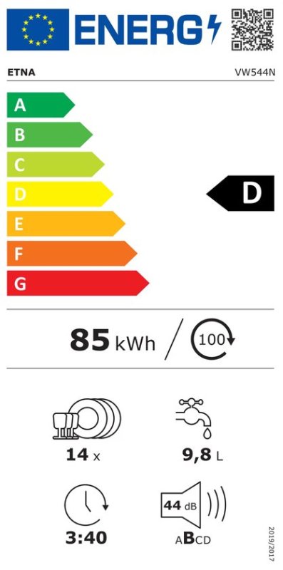 ETNA inbouw vaatwasser VW544N - 14 Couverts