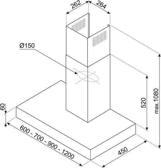 SMEG afzuigkap KBT600MB - Mat zwart - 60 cm