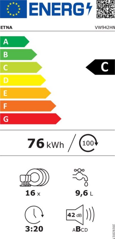 ETNA inbouw vaatwasser VW942HN - XXL - 60 cm 