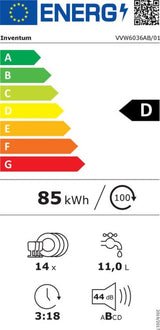 Inventum vaatwasser VVW6036AB - Vrijstaand - Zwart