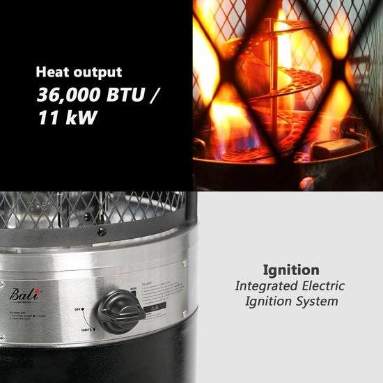 Bali OUTDOORS Lounge Terrasverwarmer 11kW - Staande Heater - Flameheater - incl. Gasdrukregelaarset 50 mbar & Slang 50 cm - Gas - Model SRPH84