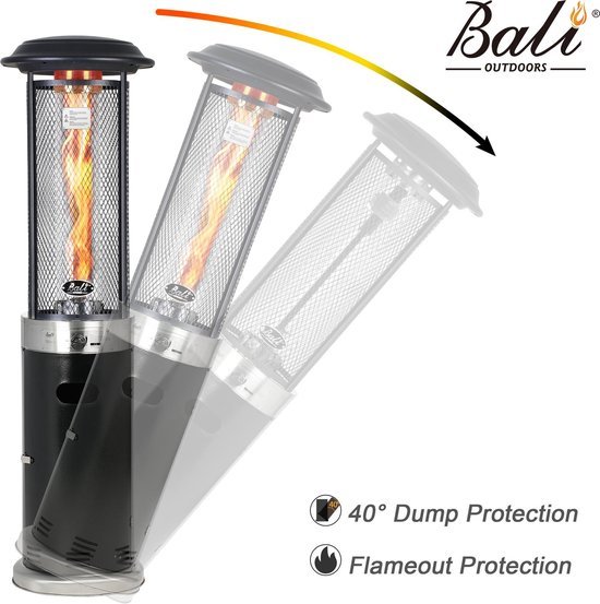 Bali OUTDOORS Lounge Terrasverwarmer 11kW - Staande Heater - Flameheater - incl. Gasdrukregelaarset 50 mbar & Slang 50 cm - Gas - Model SRPH84