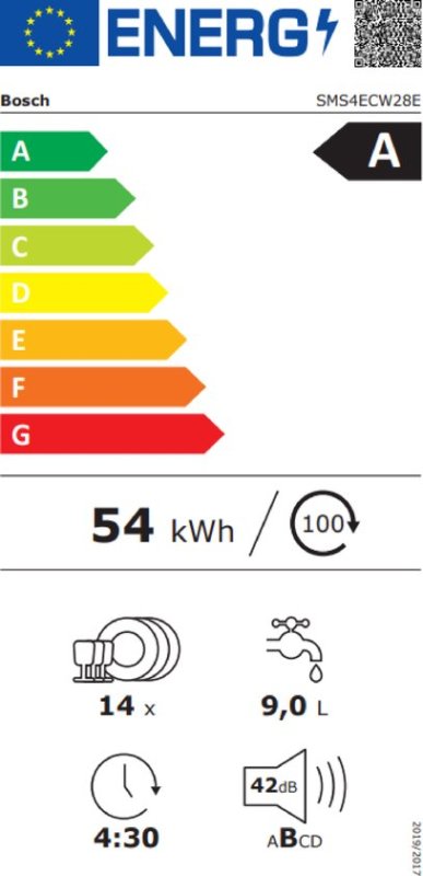 Bosch vaatwasser SMS4ECW28E - Serie 4 - Vrijstaand - Wit