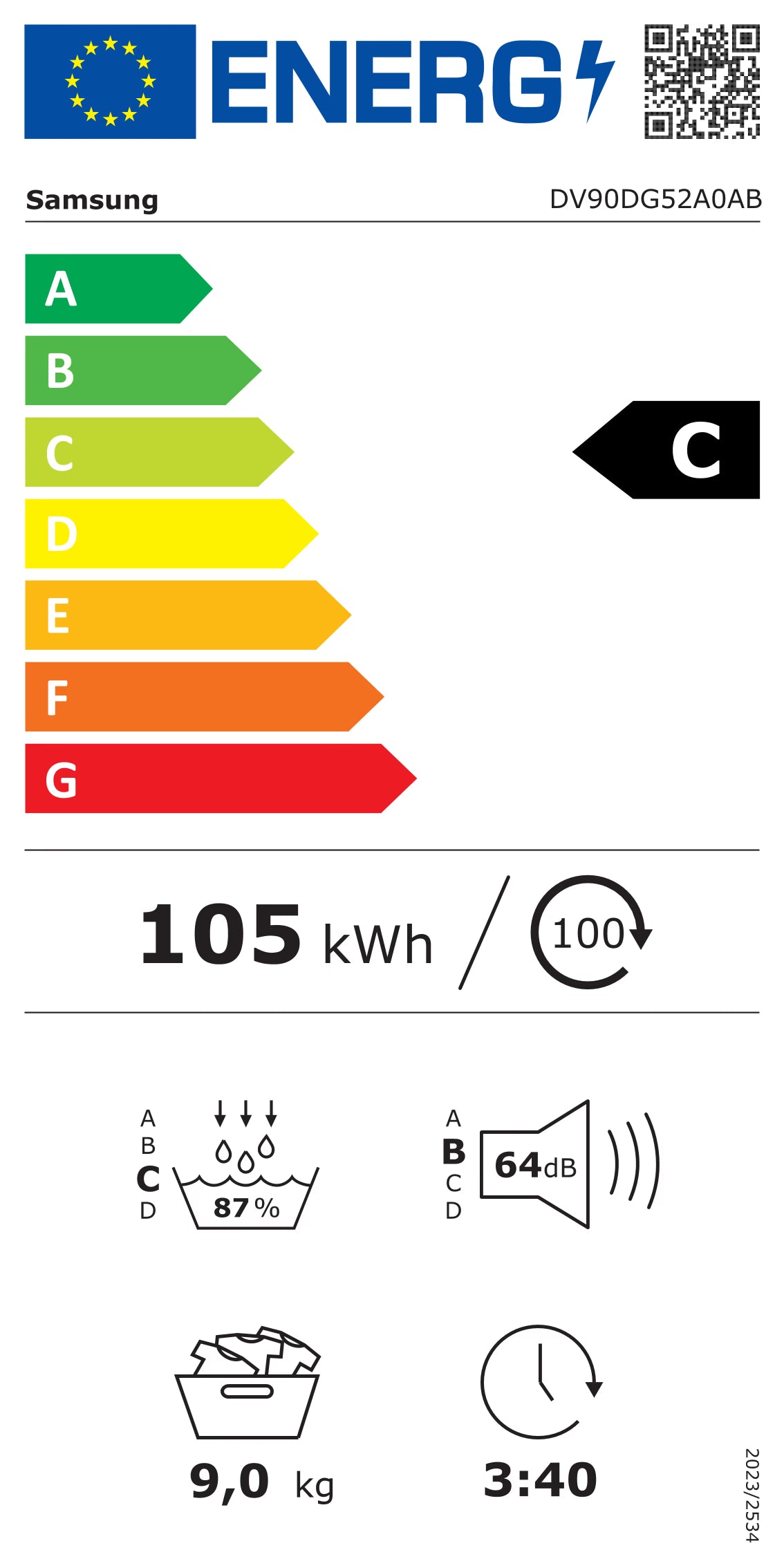 Samsung warmtepompdroger DV90DG52A0ABEN - Zwart - NL/FR