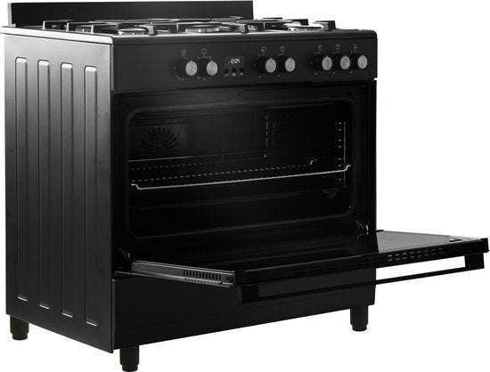 Everglades gasfornuis EVCK9020 - Mat Zwart - 90cm