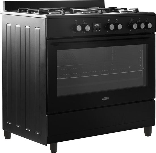 Everglades gasfornuis EVCK9020 - Mat Zwart - 90cm