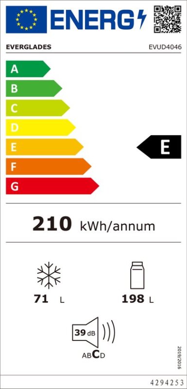 Everglades koelkast EVUD4046 - Zwart 