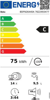 Beko vaatwasser BDFN26440A - Vrijstaand - Antraciet