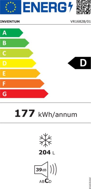 Inventum vrieskast VR1682B - vrijstaand - No Frost
