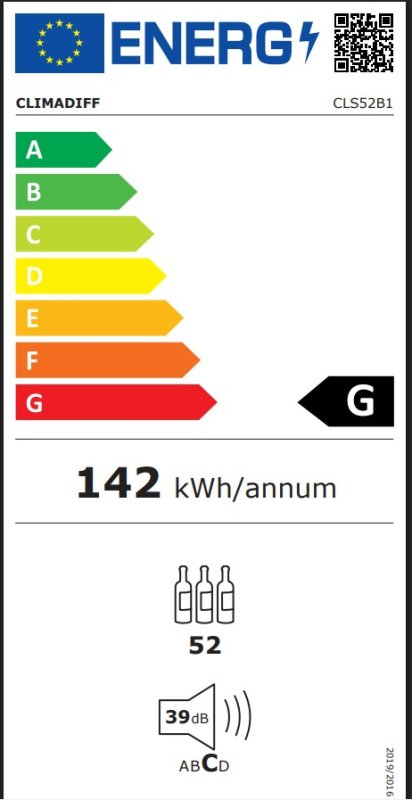 Climadiff wijnkoelkast CLS52B1 - voor 52 flessen 