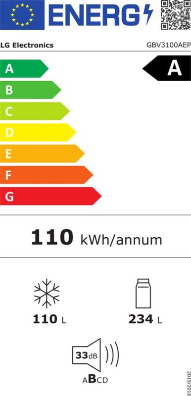 LG koelkast GBV3100AEP - 344 l - Zwart