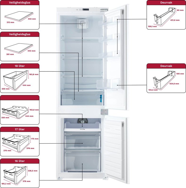 Inventum inbouw koelkast IKV1788S - Wit - No Frost