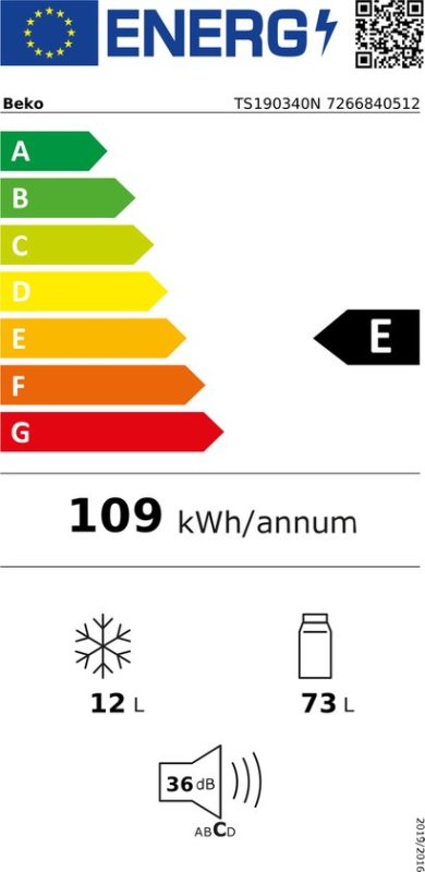 Beko koelkast TS190340N - Vrijstaand - Wit