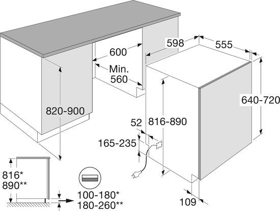 ETNA inbouwvaatwasser VW342CP - 16 couverts 