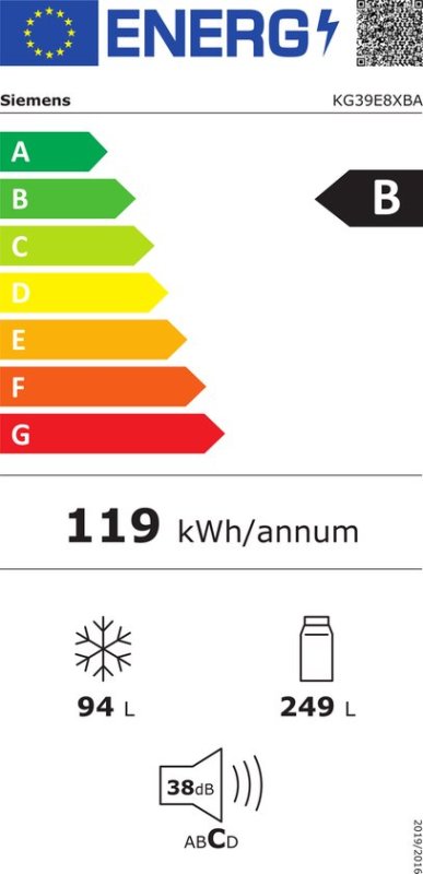 Siemens koelkast KG39E8XBA - geborsteld zwart staal