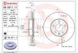 Remschijf 09.D211.11 Brembo