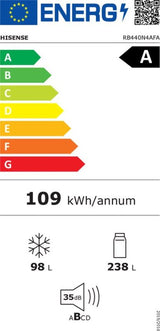 Hisense koelkast RB440N4AFA - No Frost - Zwart