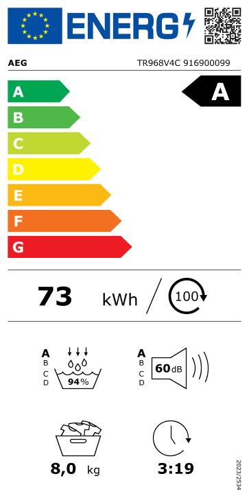 AEG warmtepompdroger TR968V4C 9000X - 8 kg