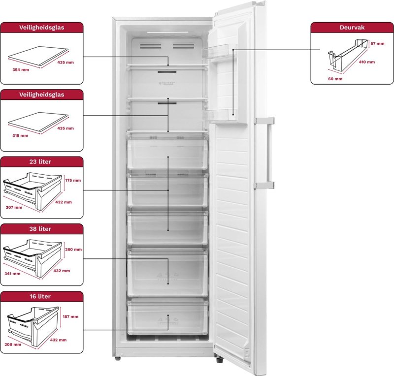 Inventum vrieskast VR1850W - Tot -15°C - Wit