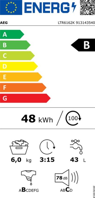 AEG bovenlader wasmachine LTR6162K - 6 kg - Wit