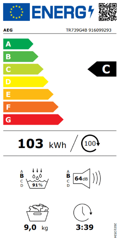 AEG warmtepompdroger TR739GP4B - 7000 serie