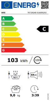 AEG warmtepompdroger TR739GP4B - 7000 serie