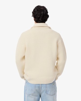 Lacoste Wollen heren Sweater crème - Maat M 