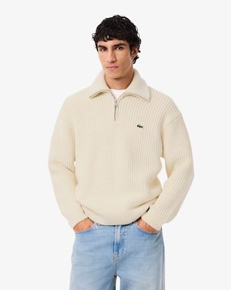 Lacoste Wollen heren Sweater crème - Maat M 