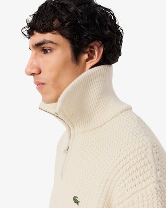 Lacoste Wollen heren Sweater crème - Maat M 
