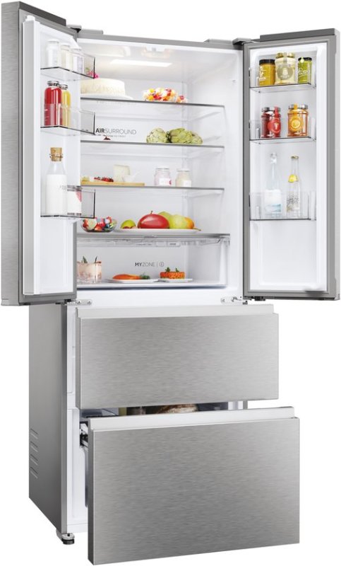 Haier koelkast HFR3718DNMM - 402L - RVS