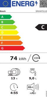 Bosch inbouwvaatwasser SMV4HTX11E - Serie 4 