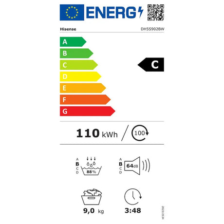 Hisense warmtepompdroger DH5S902BW - 5S Serie