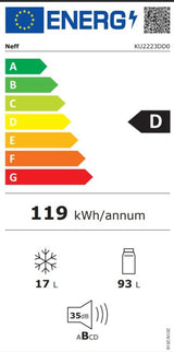 Neff onder/inbouw koelkast KU2223DD0 - 82 cm - deur op deur