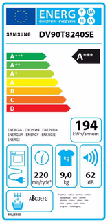 Samsung warmtepompdroger DV90T8240SE - 8000 serie