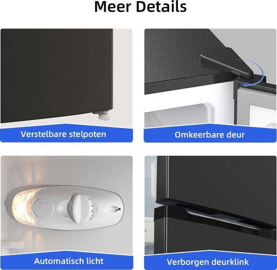 CHiQ koelkast FBM157L42 - Zwart RVS