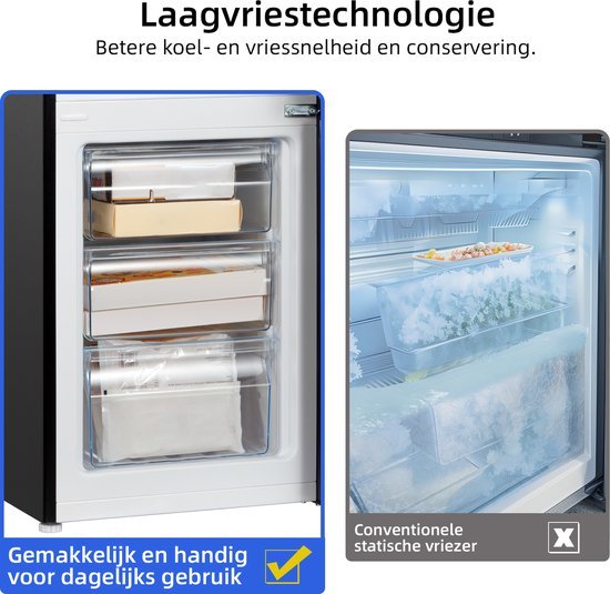 CHiQ koelkast FBM157L42 - Zwart RVS