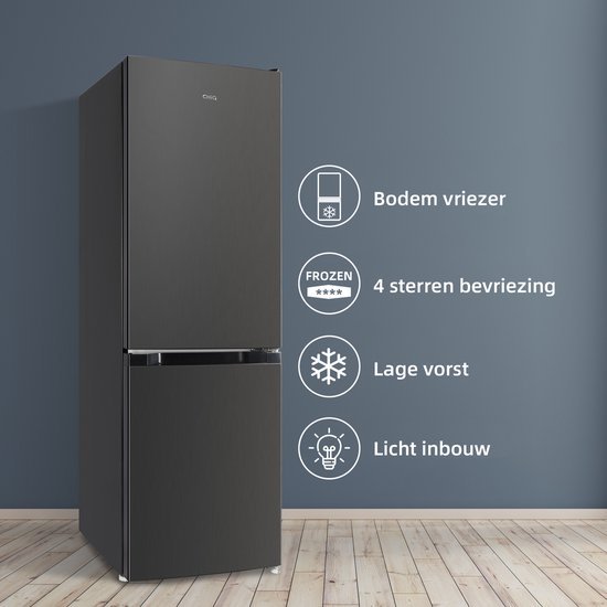 CHiQ koelkast FBM157L42 - Zwart RVS