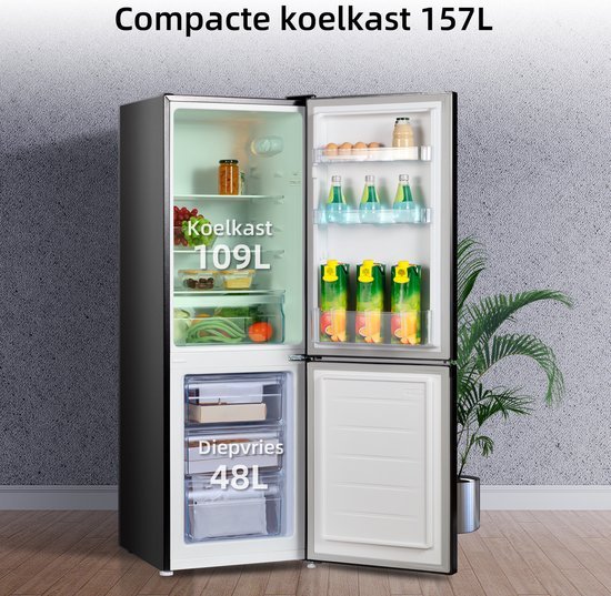 CHiQ koelkast FBM157L42 - Zwart RVS