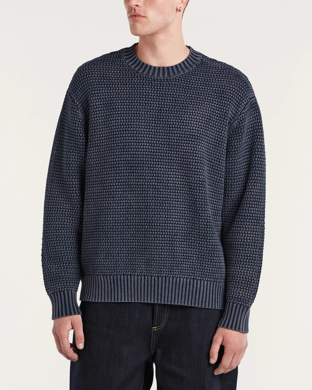 Den Ham - Stefan Knitted Crewneck Navy Blazer - Maat M