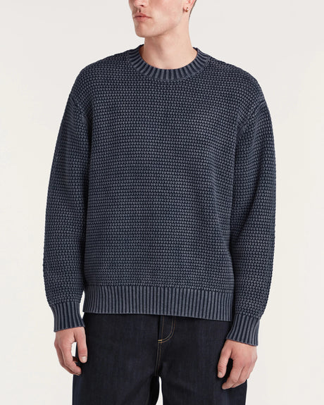 Den Ham - Stefan Knitted Crewneck Navy Blazer - Maat M