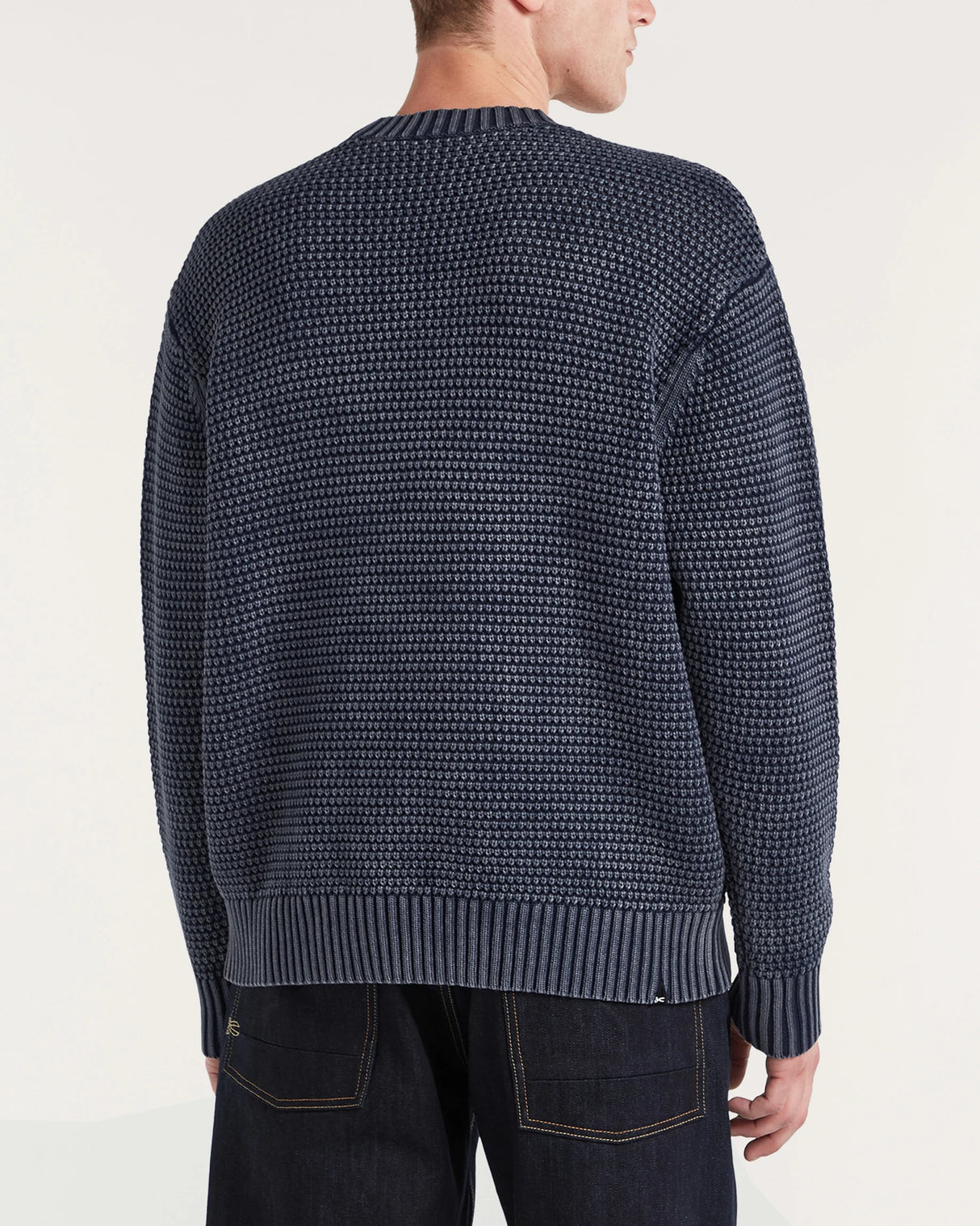 Den Ham - Stefan Knitted Crewneck Navy Blazer - Maat M
