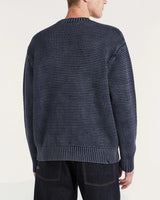 Den Ham - Stefan Knitted Crewneck Navy Blazer - Maat M