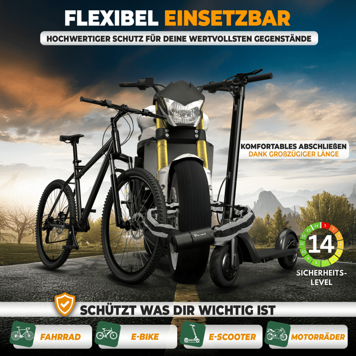 Robuust kettingslot voor motor en fiets 100cm