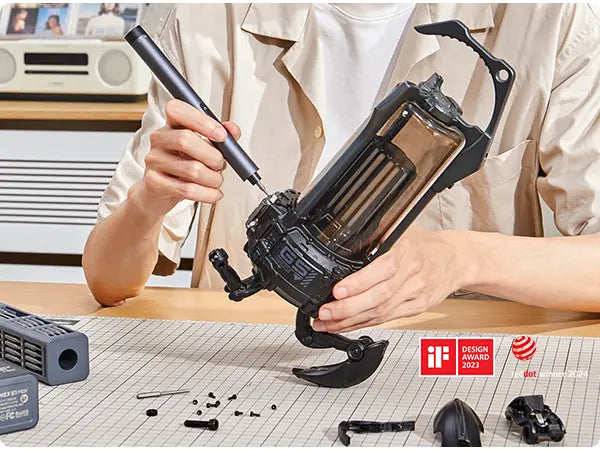 Fanttik E1 Max elektrische schroevendraaier, mini precisie schroevendraaier set, 50 magnetische bitjes, magnetische opslag, 5/32 inch hex, herstelset voor elektronica, telefoon, camera, laptop en horloge (grijs)