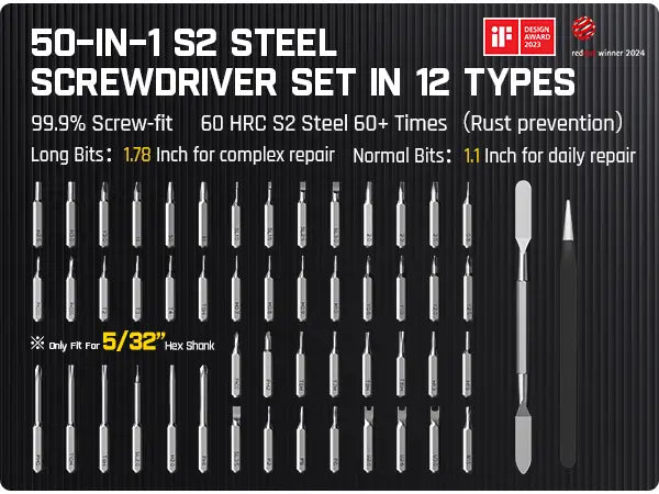 Fanttik E1 Max elektrische schroevendraaier, mini precisie schroevendraaier set, 50 magnetische bitjes, magnetische opslag, 5/32 inch hex, herstelset voor elektronica, telefoon, camera, laptop en horloge (grijs)