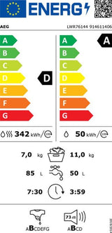 AEG was-droogcombinatie LWR76144 7000 ProSteam
