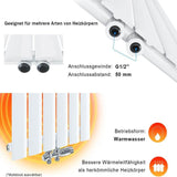 SONNI platte paneelradiator wandverwarming middenaansluiting 1600 × 616 mm wit zonder/met multiblok.
