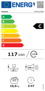 Hisense warmtepompdroger DH5S102BW - 5S Serie - 10kg