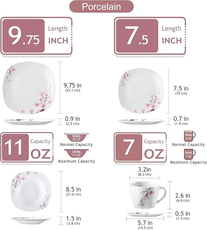 VEWEET 30-delige porseleinen dinerset - 6 personen